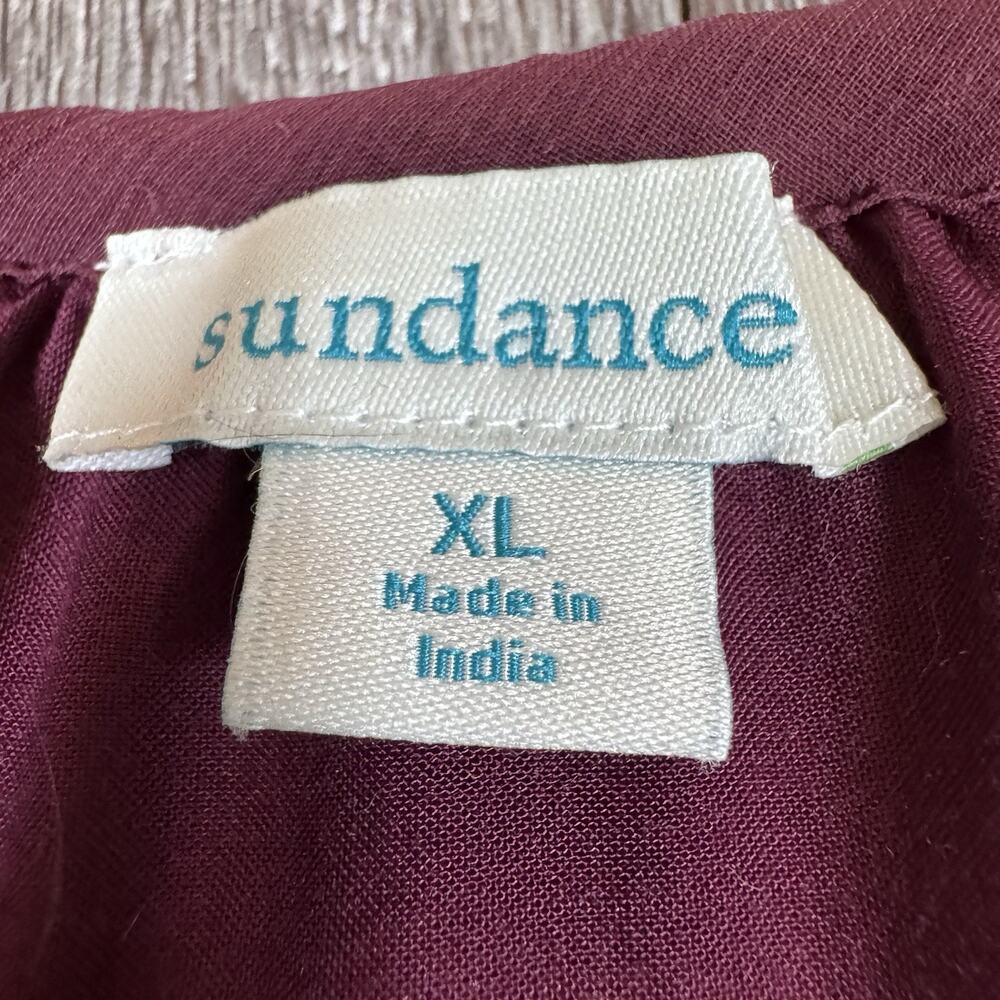 Sundance Gemma Elegance Embroidered Top Maroon Popover Blouse Size XL - Picture 6 of 15